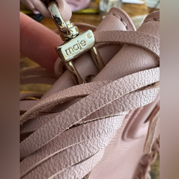 Maje M bag With Fringe - Pale Pink Leather Cross-body Purse - EUC - Picture 8 of 10